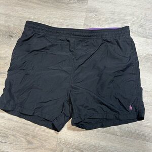 Vintage Polo Ralph Lauren Mens Swim Trunks Black Sz L Lined Pockets 5.5"